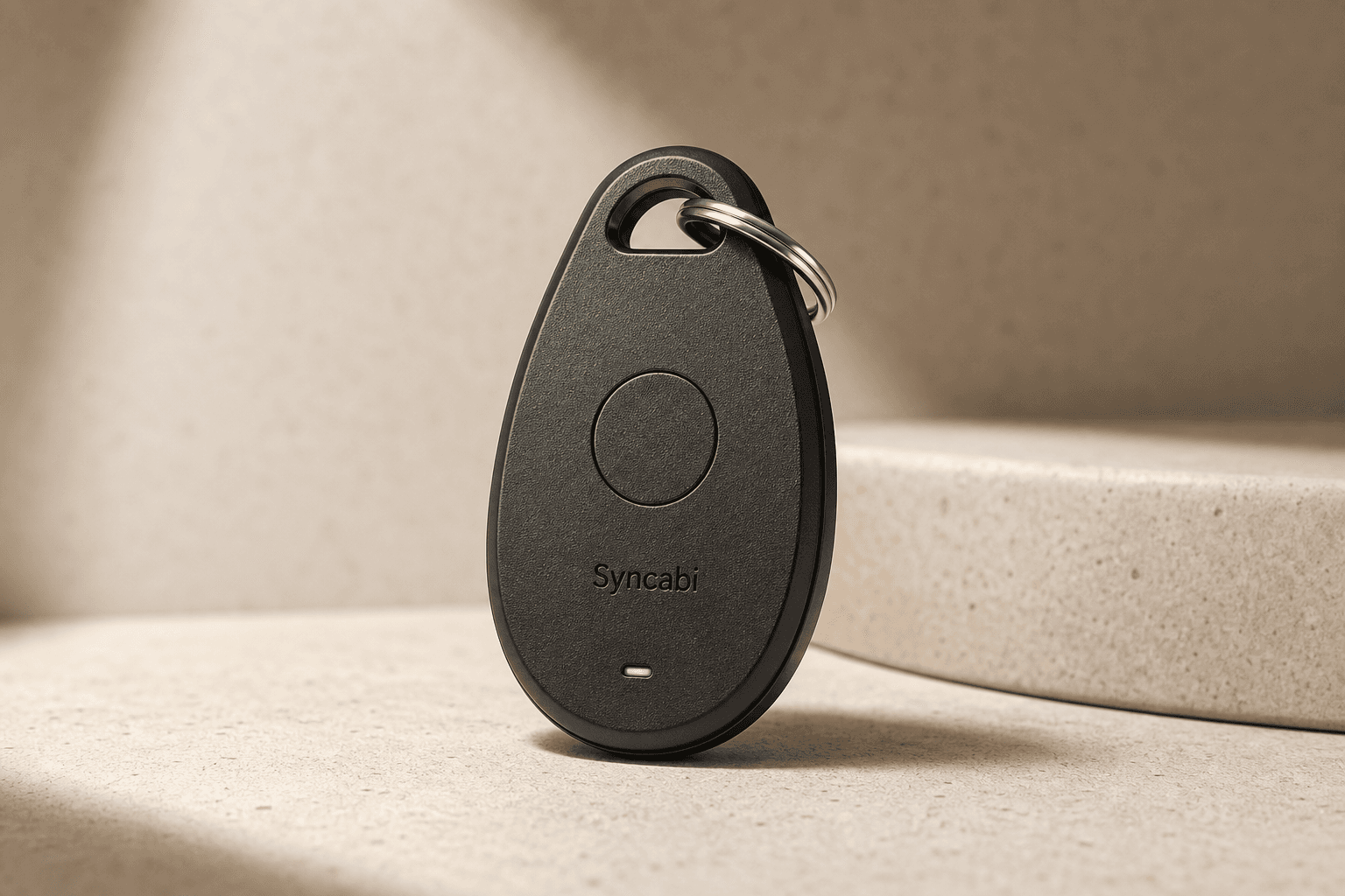 Syncabi access fob in a warm studio setting